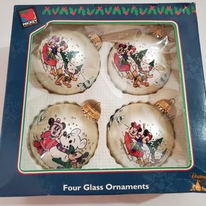 Disney Four Glass Ornaments Vintage‎